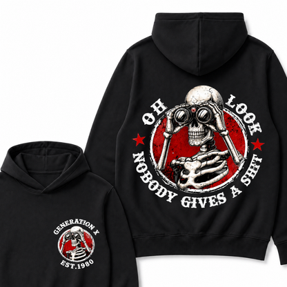 Generation X EST.Year Oh Look Nobody Gives A Shit Print Hoodie