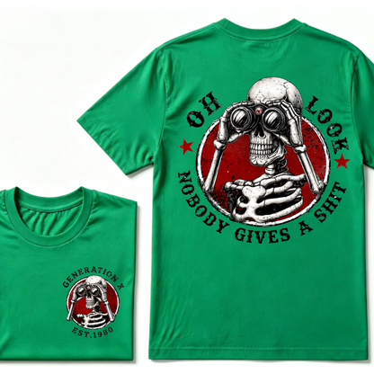 Generation X EST.Year Oh Look Nobody Gives A Shit Print T-Shirt