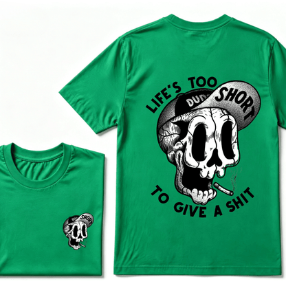 Life's Too Short To Give A Shyt Funny Skull Smoke Graphic Vintage T-Shirt