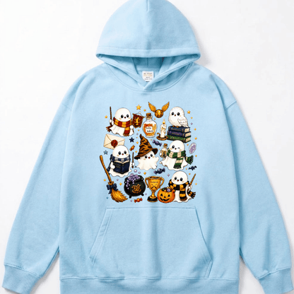 Halloween Cute Magical Ghost Hoodie, Cozy Halloween Party Hoodie