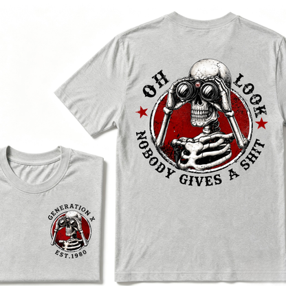 Generation X EST.Year Oh Look Nobody Gives A Shit Print T-Shirt