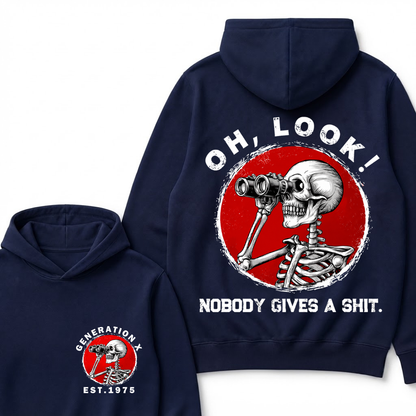 Custom Your Year Generation X EST.Year Oh,Look! Nobody Gives A Shit Print Hoodie