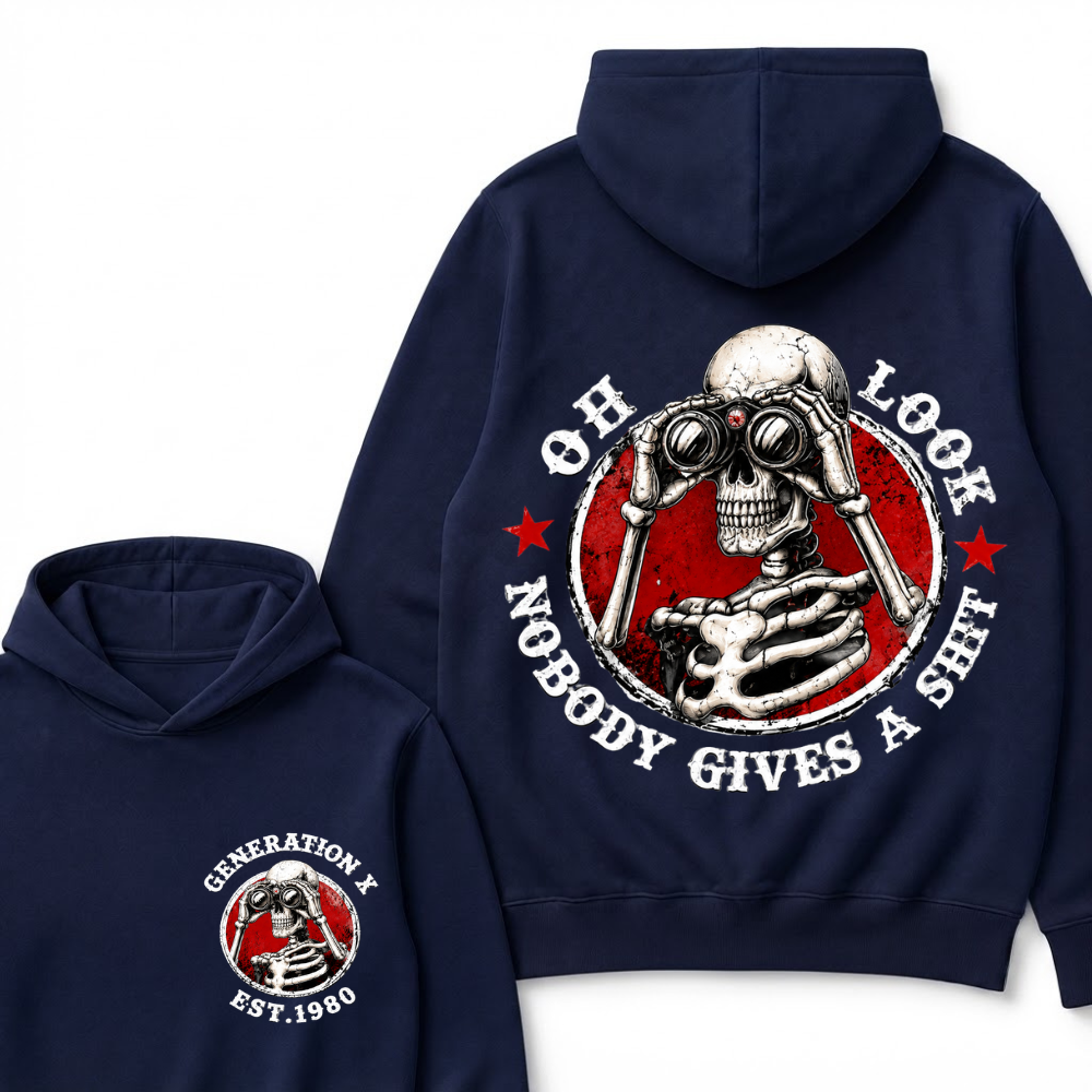 Generation X EST.Year Oh Look Nobody Gives A Shit Print Hoodie