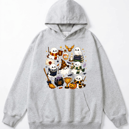 Halloween Cute Magical Ghost Hoodie, Cozy Halloween Party Hoodie