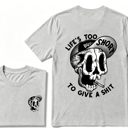 Life's Too Short To Give A Shyt Funny Skull Smoke Graphic Vintage T-Shirt