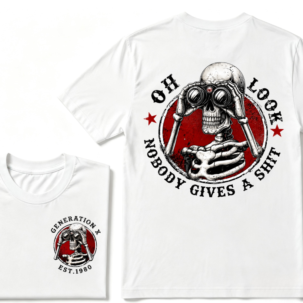 Generation X EST.Year Oh Look Nobody Gives A Shit Print T-Shirt