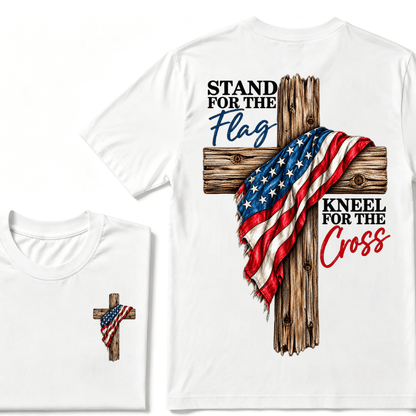 Stand For The Flag Kneel For The Cross Printed Casual T-Shirt