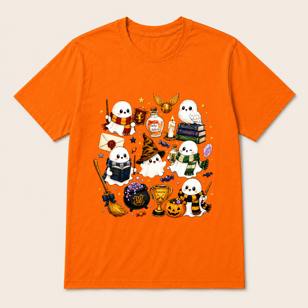 Halloween Cute Magical Ghost T-Shirt, Cozy Halloween Party Shirt