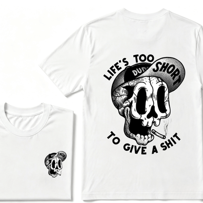 Life's Too Short To Give A Shyt Funny Skull Smoke Graphic Vintage T-Shirt