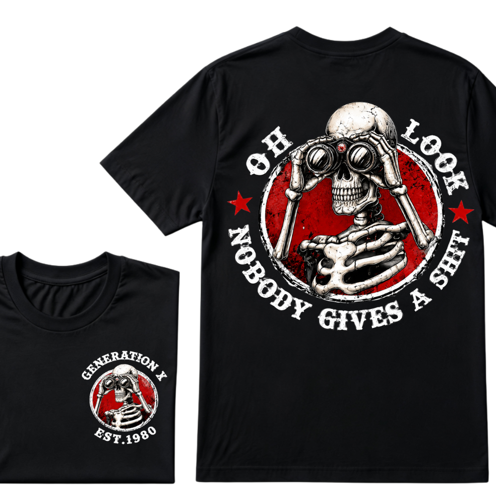 Generation X EST.Year Oh Look Nobody Gives A Shit Print T-Shirt