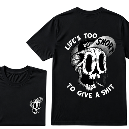 Life's Too Short To Give A Shyt Funny Skull Smoke Graphic Vintage T-Shirt