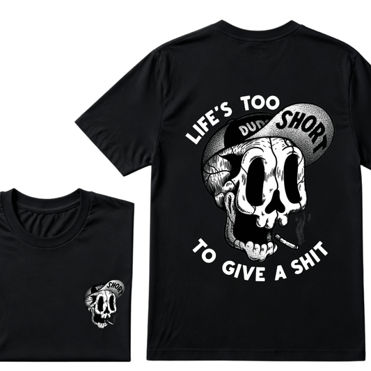 Life's Too Short To Give A Shyt Funny Skull Smoke Graphic Vintage T-Shirt