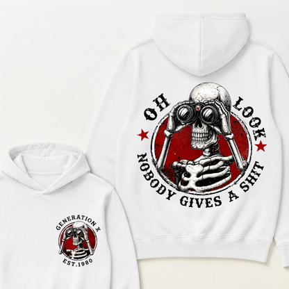 Generation X EST.Year Oh Look Nobody Gives A Shit Print Hoodie