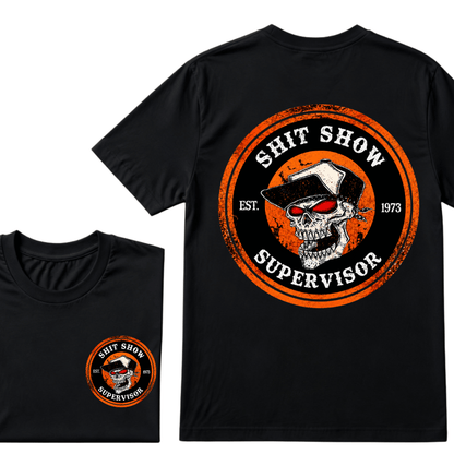 Custom Your Year Shit Show Supervisor EST.Year Skull Print T-Shirt