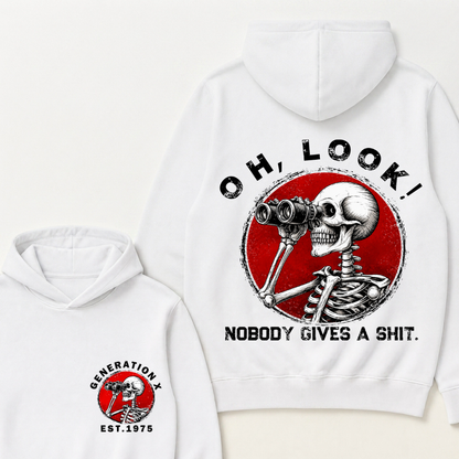 Custom Your Year Generation X EST.Year Oh,Look! Nobody Gives A Shit Print Hoodie