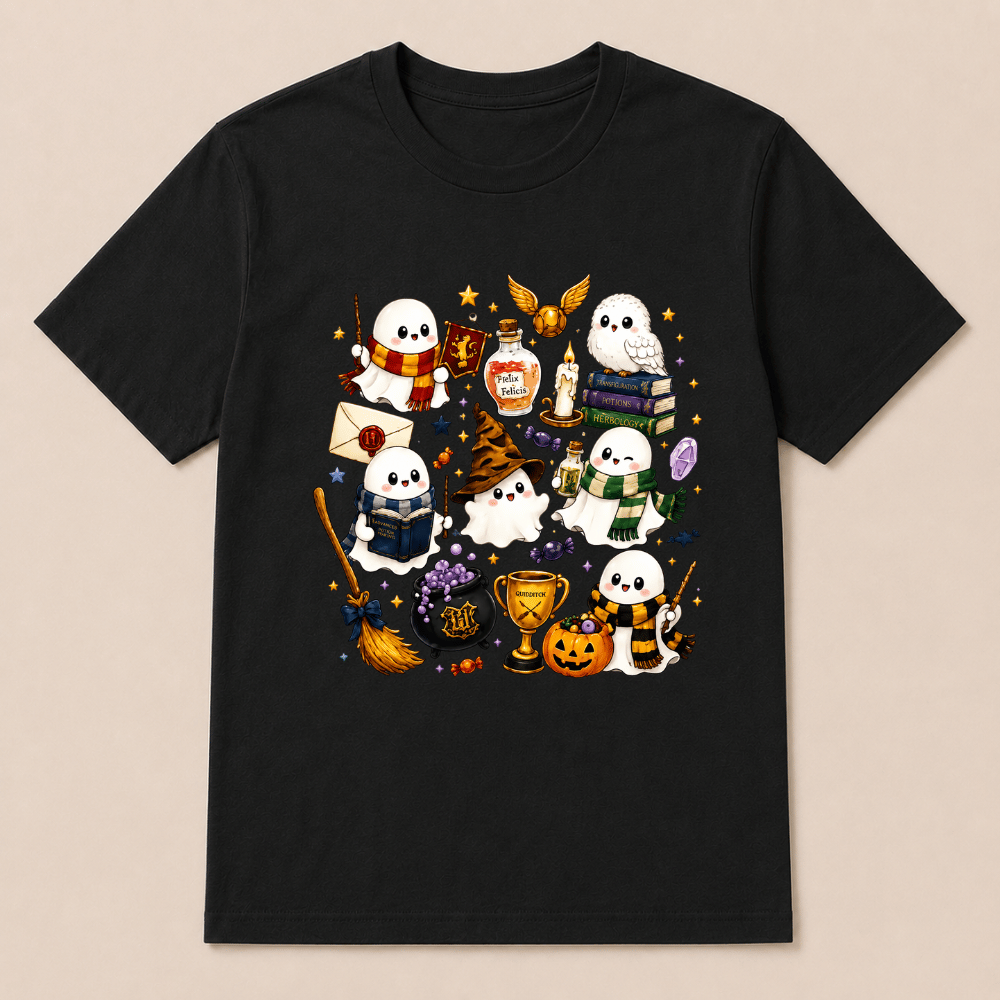 Halloween Cute Magical Ghost T-Shirt, Cozy Halloween Party Shirt