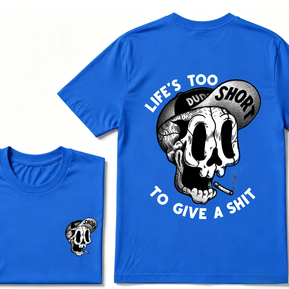 Life's Too Short To Give A Shyt Funny Skull Smoke Graphic Vintage T-Shirt