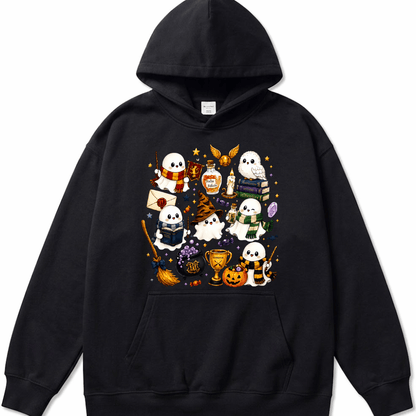 Halloween Cute Magical Ghost Hoodie, Cozy Halloween Party Hoodie