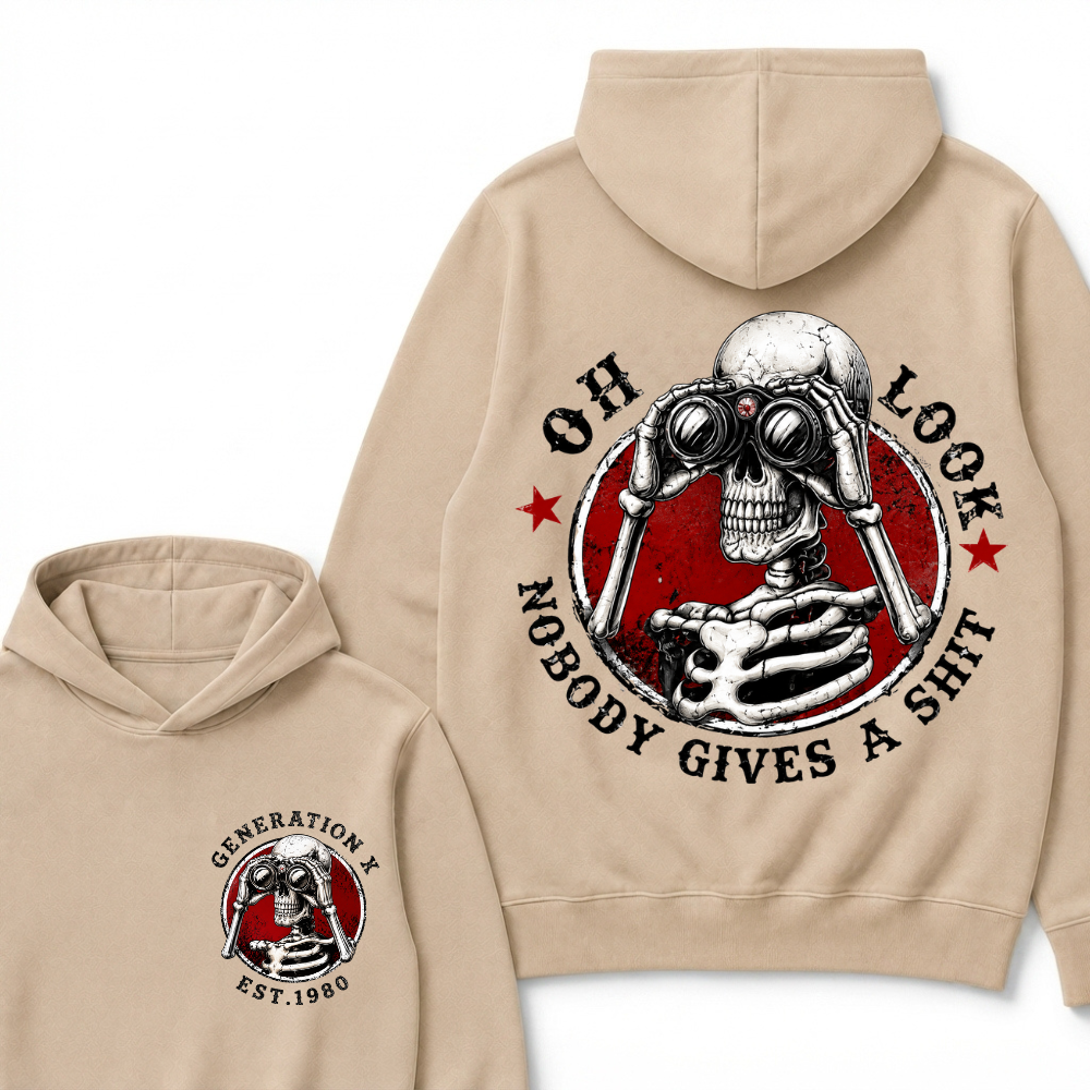 Generation X EST.Year Oh Look Nobody Gives A Shit Print Hoodie