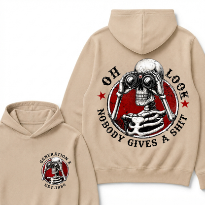 Generation X EST.Year Oh Look Nobody Gives A Shit Print Hoodie