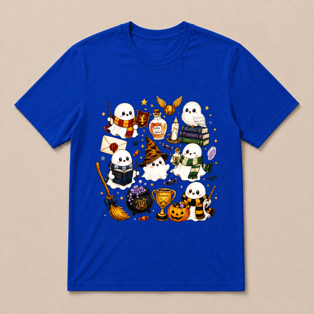 Halloween Cute Magical Ghost T-Shirt, Cozy Halloween Party Shirt