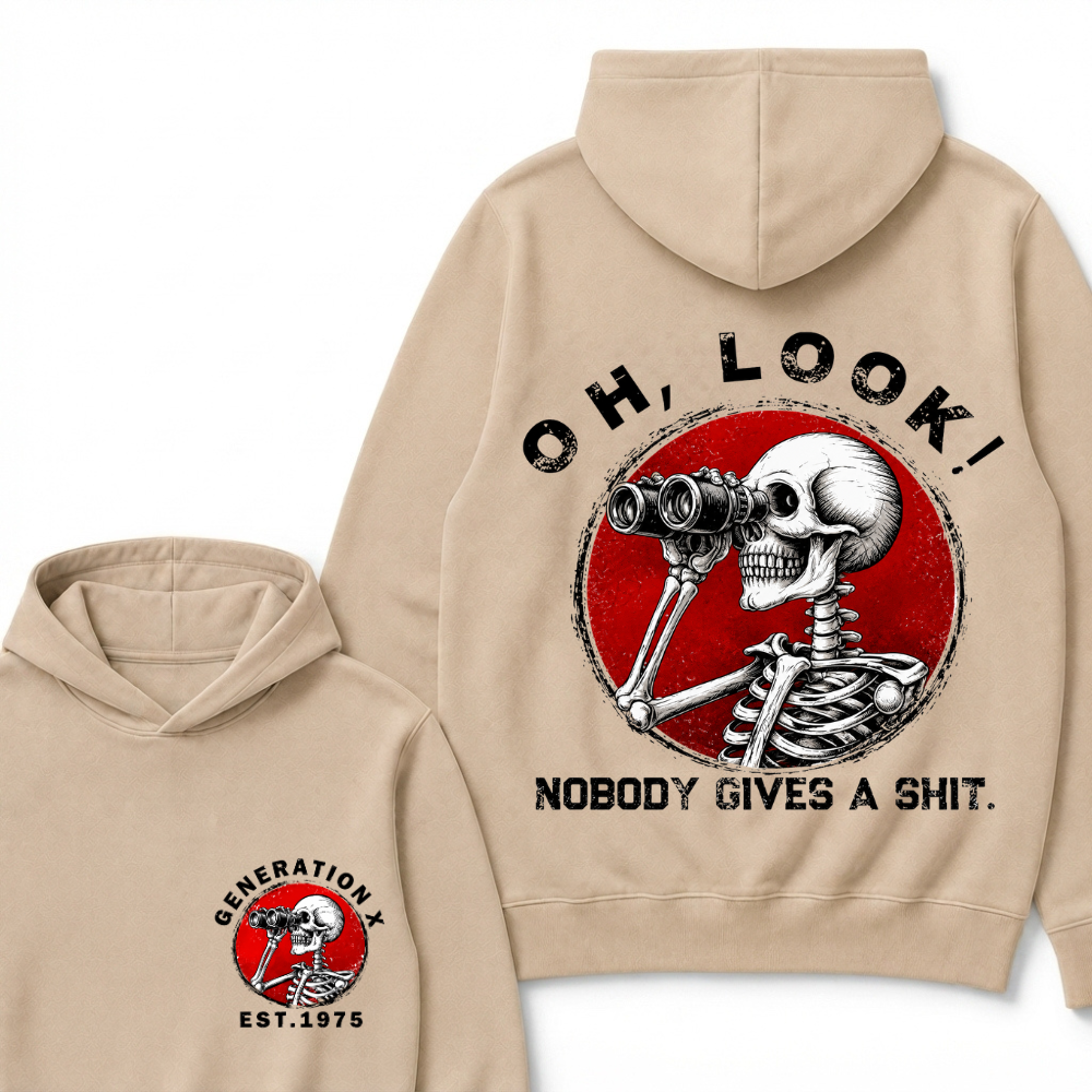 Custom Your Year Generation X EST.Year Oh,Look! Nobody Gives A Shit Print Hoodie