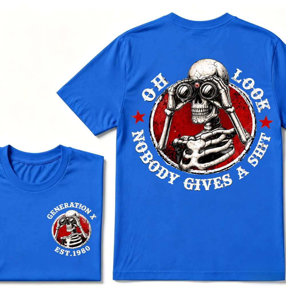 Generation X EST.Year Oh Look Nobody Gives A Shit Print T-Shirt