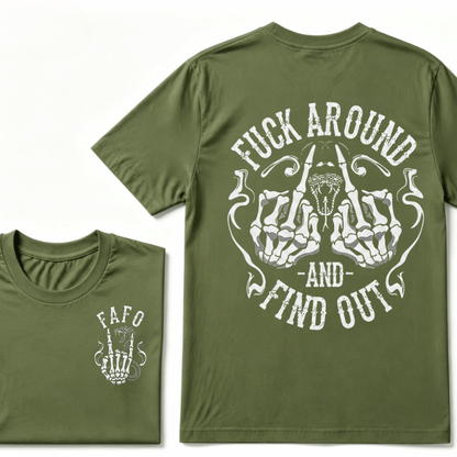 Fuck Around and Find Out Middle Finger Snake Head with Smoke T-Shirt