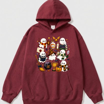 Halloween Cute Magical Ghost Hoodie, Cozy Halloween Party Hoodie