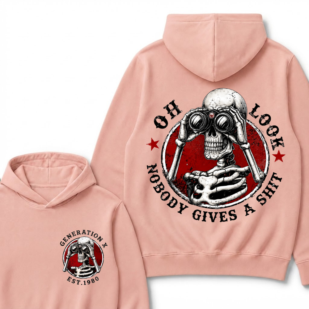 Generation X EST.Year Oh Look Nobody Gives A Shit Print Hoodie