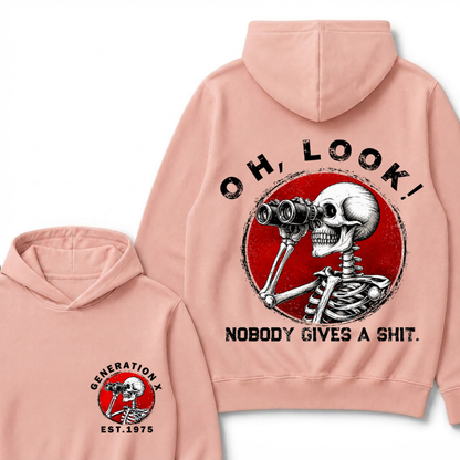 Custom Your Year Generation X EST.Year Oh,Look! Nobody Gives A Shit Print Hoodie