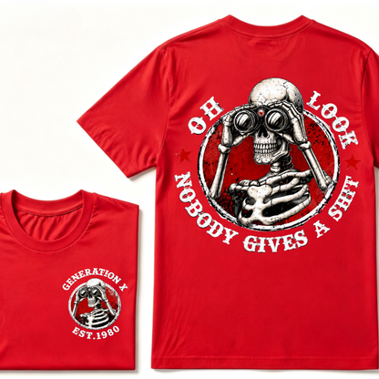 Generation X EST.Year Oh Look Nobody Gives A Shit Print T-Shirt