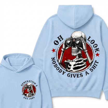 Generation X EST.Year Oh Look Nobody Gives A Shit Print Hoodie