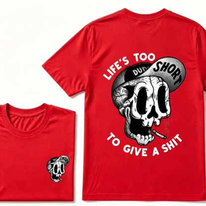 Life's Too Short To Give A Shyt Funny Skull Smoke Graphic Vintage T-Shirt