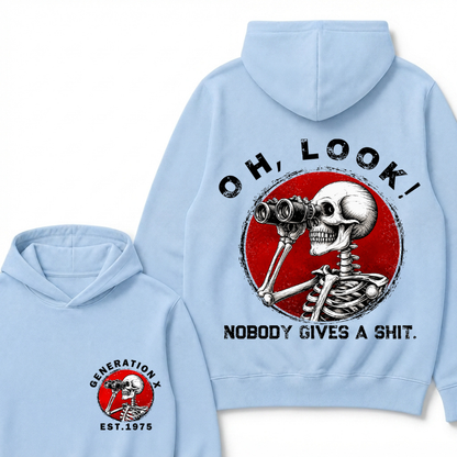 Custom Your Year Generation X EST.Year Oh,Look! Nobody Gives A Shit Print Hoodie