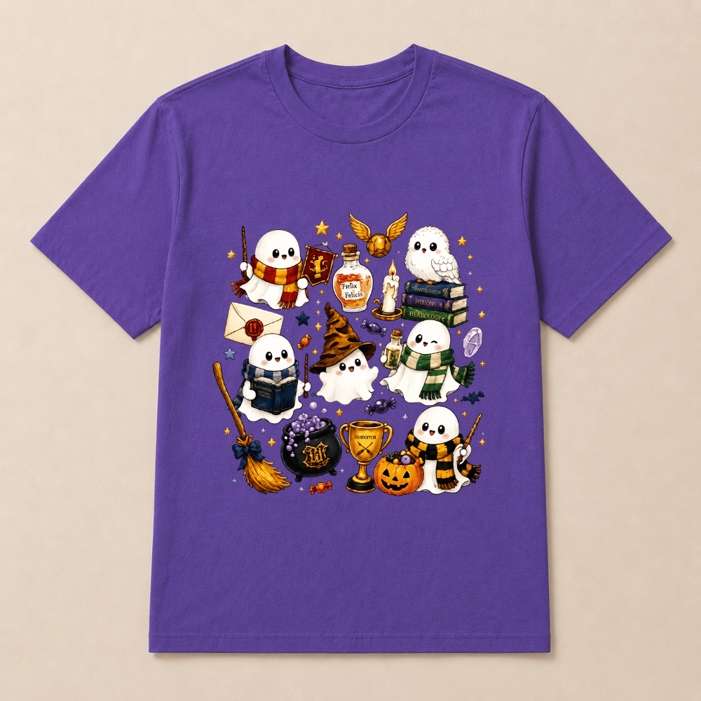 Halloween Cute Magical Ghost T-Shirt, Cozy Halloween Party Shirt