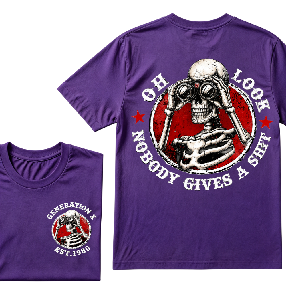 Generation X EST.Year Oh Look Nobody Gives A Shit Print T-Shirt
