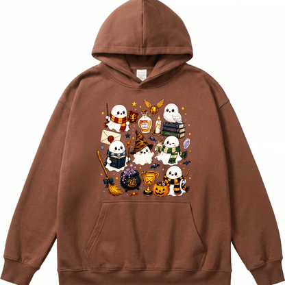 Halloween Cute Magical Ghost Hoodie, Cozy Halloween Party Hoodie