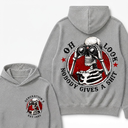 Generation X EST.Year Oh Look Nobody Gives A Shit Print Hoodie