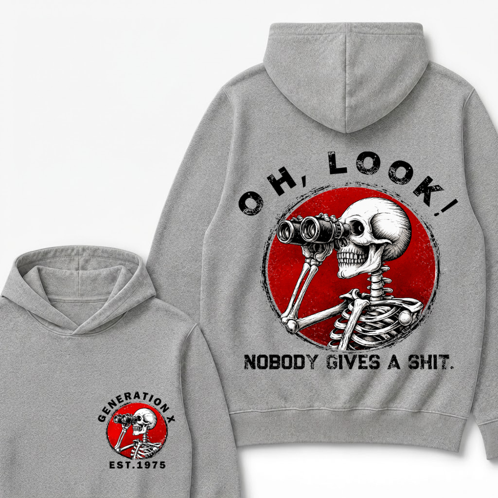 Custom Your Year Generation X EST.Year Oh,Look! Nobody Gives A Shit Print Hoodie