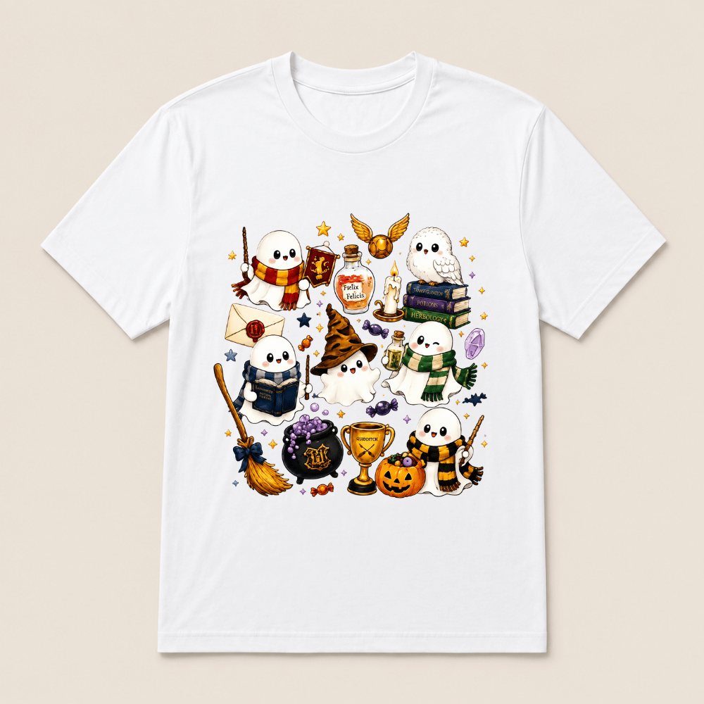Halloween Cute Magical Ghost T-Shirt, Cozy Halloween Party Shirt