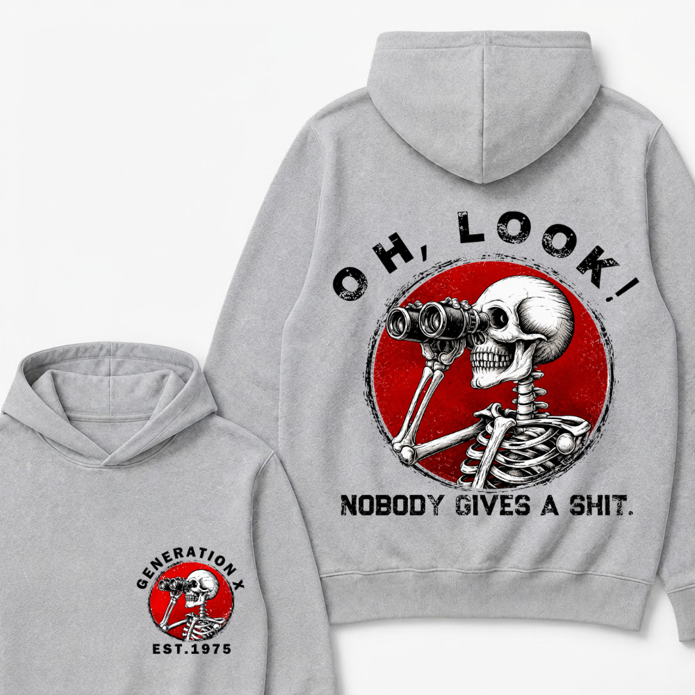Custom Your Year Generation X EST.Year Oh,Look! Nobody Gives A Shit Print Hoodie