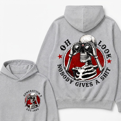 Generation X EST.Year Oh Look Nobody Gives A Shit Print Hoodie
