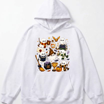 Halloween Cute Magical Ghost Hoodie, Cozy Halloween Party Hoodie
