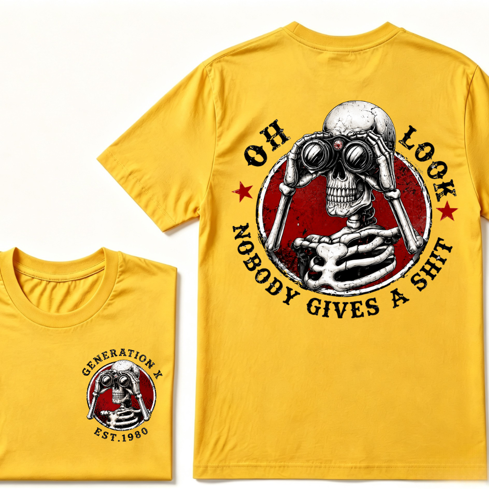 Generation X EST.Year Oh Look Nobody Gives A Shit Print T-Shirt