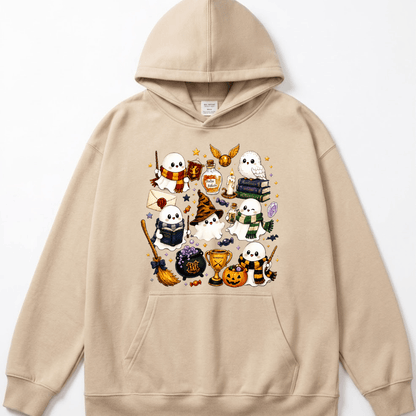 Halloween Cute Magical Ghost Hoodie, Cozy Halloween Party Hoodie