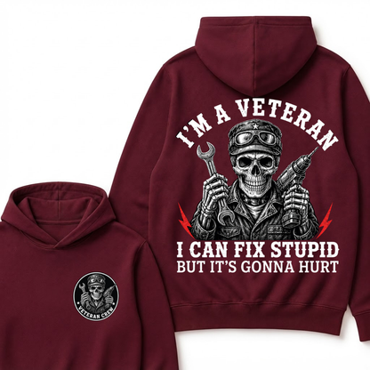 I'm A Veteran I Can Fix Stupid But It's Gonna Hurt Hoodie