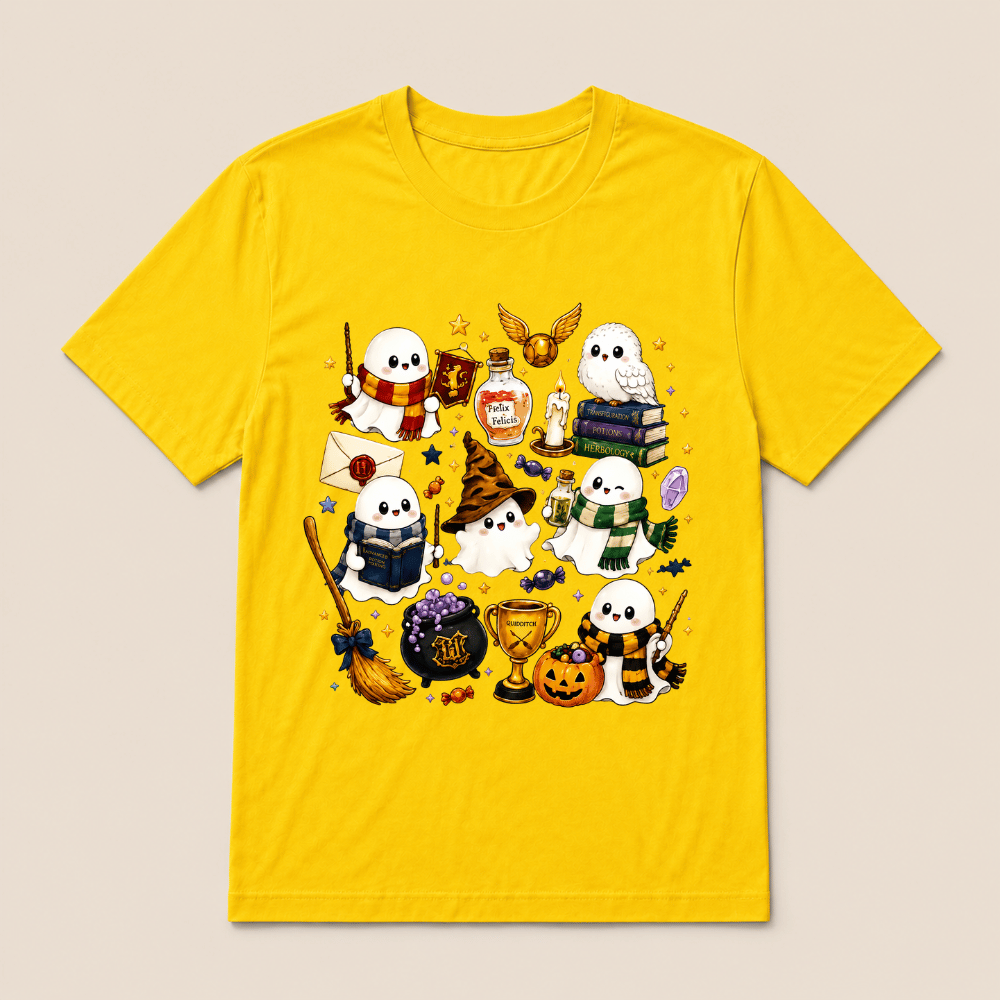 Halloween Cute Magical Ghost T-Shirt, Cozy Halloween Party Shirt