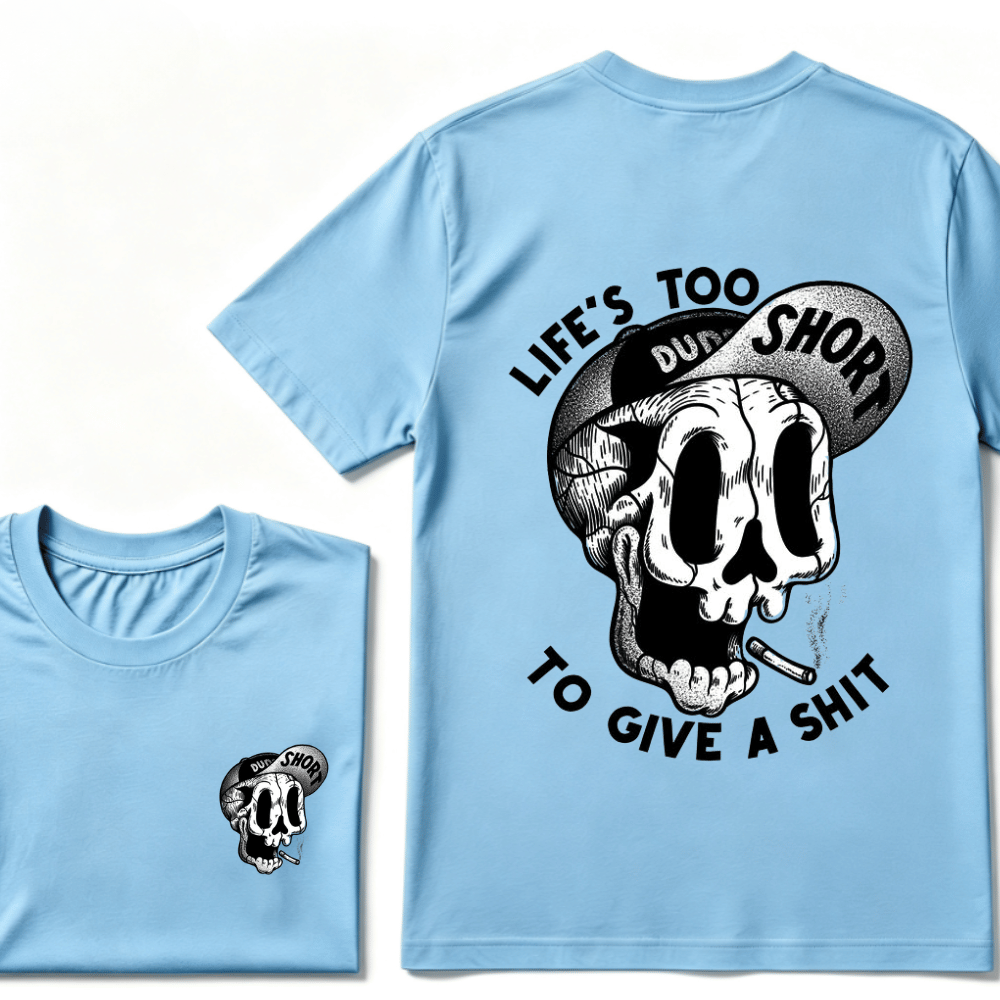 Life's Too Short To Give A Shyt Funny Skull Smoke Graphic Vintage T-Shirt