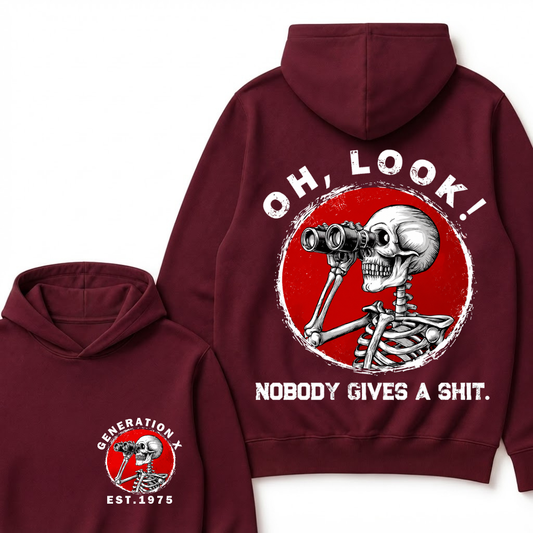 Custom Your Year Generation X EST.Year Oh,Look! Nobody Gives A Shit Print Hoodie